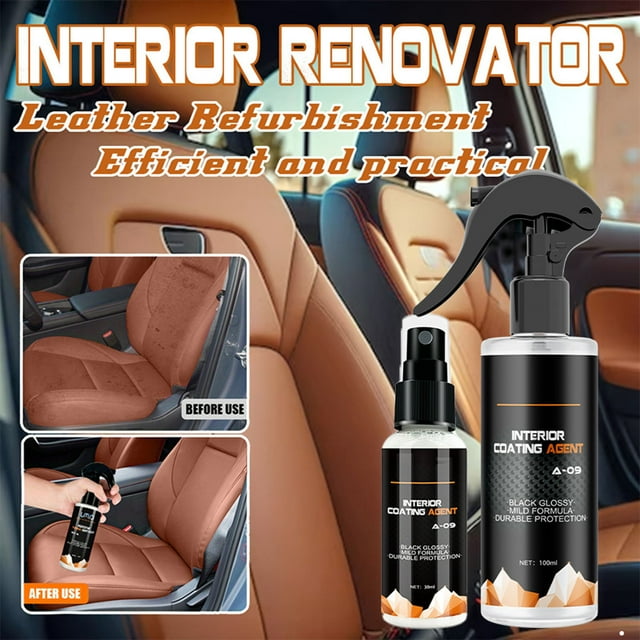 Fiudx Reparador de Cuero para Automóviles, Restaurador Hidrofóbico de Tableros de Plástico, Brillo Rápido y Protección Duradera, Cuidado Interior para Asientos, Volante y Más, Botella con Atomizador