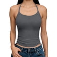 thumbnail image 1 of Womens Tank Tops Ribbed Halter Neck Cropped Going out Tops Slim Fitting Camis Summer Backless Sleeveless Tee,Size M, 1 of 5