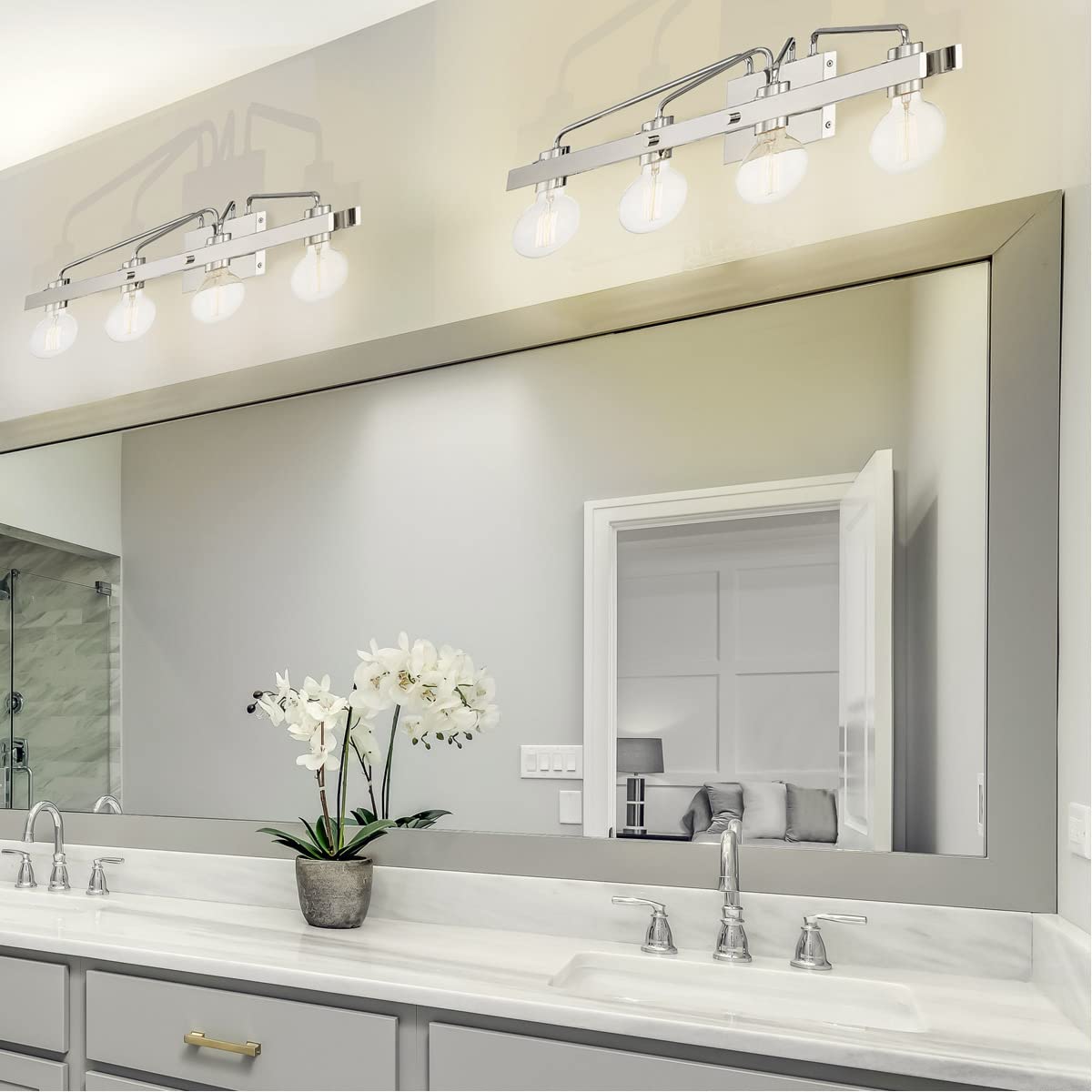 Designers Fountain Ravella 3 Light Polished Nickel Bathroom Vanity Light Fixture, 94204-PN