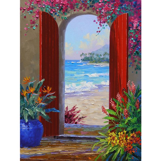 Cuadros Decorativos Kits de pintura de diamantes DIY, taladro redondo completo, manualidades de paisaje, regalo de decoración del hogar Ehuebsd Nuevos Originales