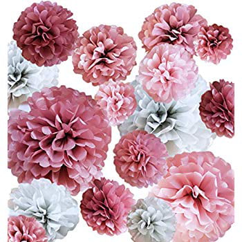 Pink paper flowers Wedding decoration Dusty pink paper pom pom Bridal shower decor Baby shower decor