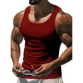 thumbnail image 1 of Innerwin Muscle Shirts Scoop Neck Mens Summer Tops Sport Solid Color Lightweight Tank Red M, 1 of 3