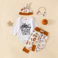 thumbnail image 2 of Okbabeha My First Halloween Baby Boy Girl Outfits Newborn Infant Cutest Pumpkin Romper Oneise Pants Hat Halloween Clothes Set, 2 of 7