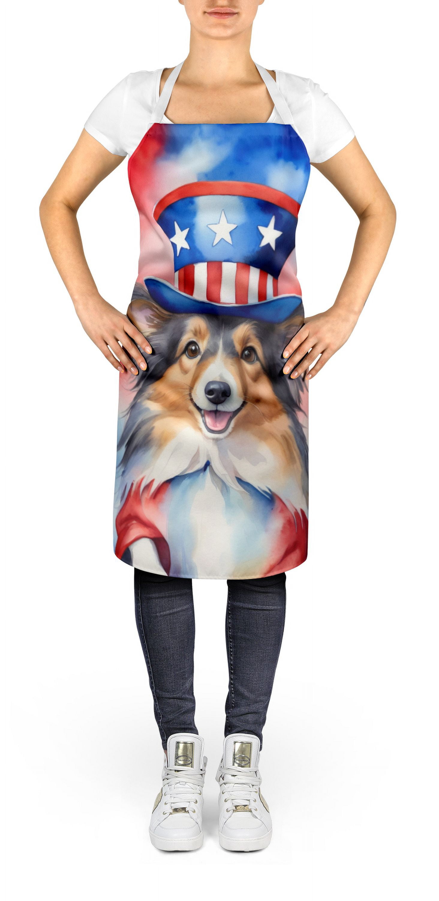 Sheltie Patriotic American Apron 27 in x 30 in