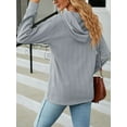 thumbnail image 3 of KelaJuan Women Button Hoodies Casual Solid Color Long Sleeve Hooded Sweatshirt Autumn Loose Fit Pullover Tops, 3 of 6
