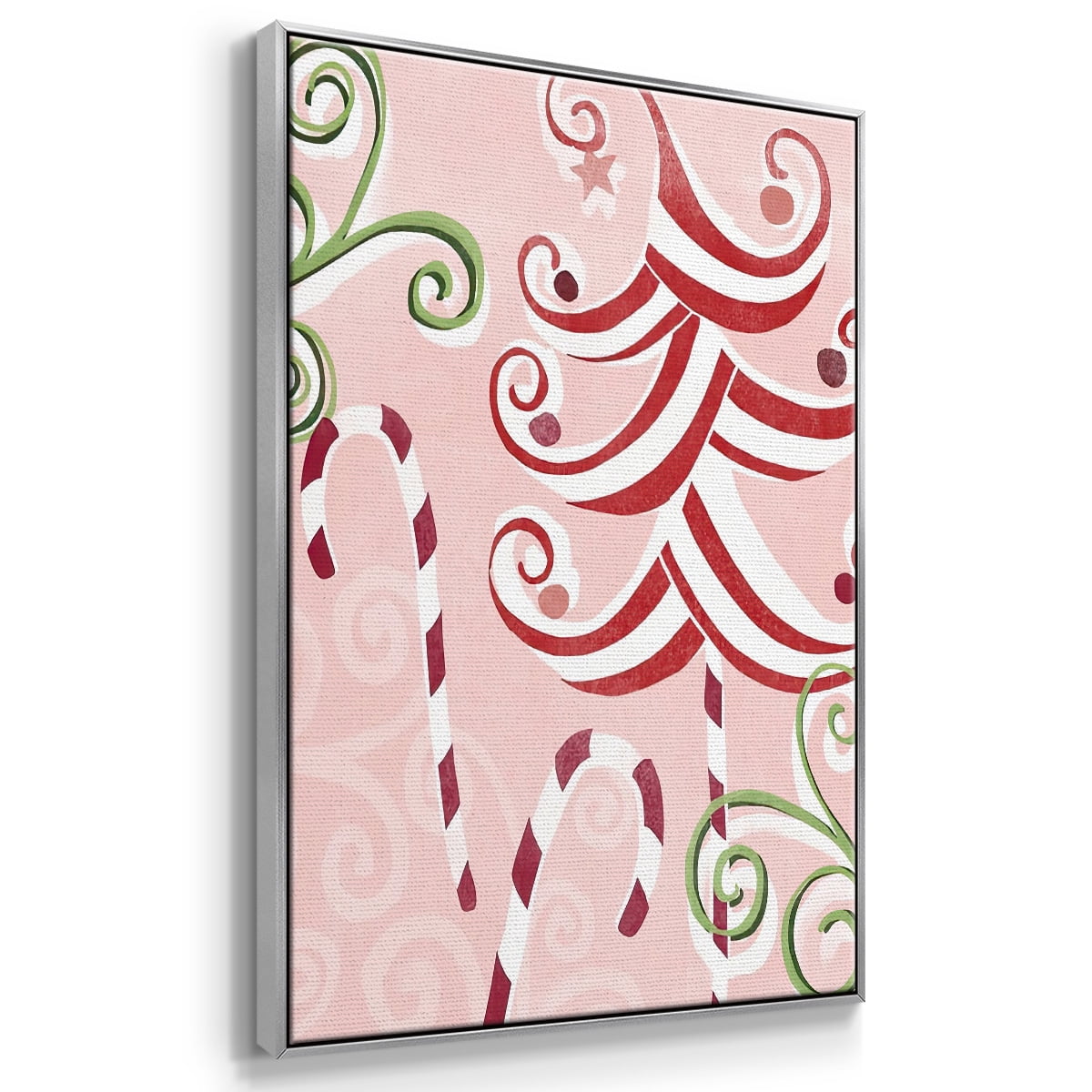 Candy Cane Holiday II - Framed Gallery Wrapped Holiday Canvas - 25 x 37 - Silver Frame