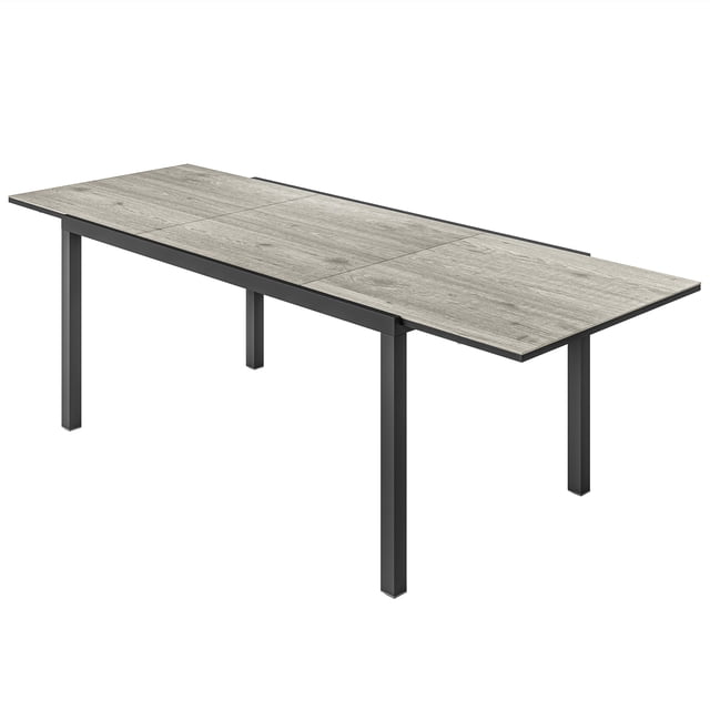 CoSoTower 63"-94.5" Extendable Patio Dining Table for 6-8 Person, Outdoor Dining Table with Aluminium Edging, Steel Frame, Grey