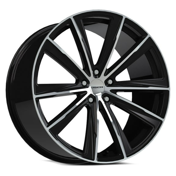 22x9 Vision 471 Splinter Gloss Black Machined Face Wheel 5x115 (20mm)