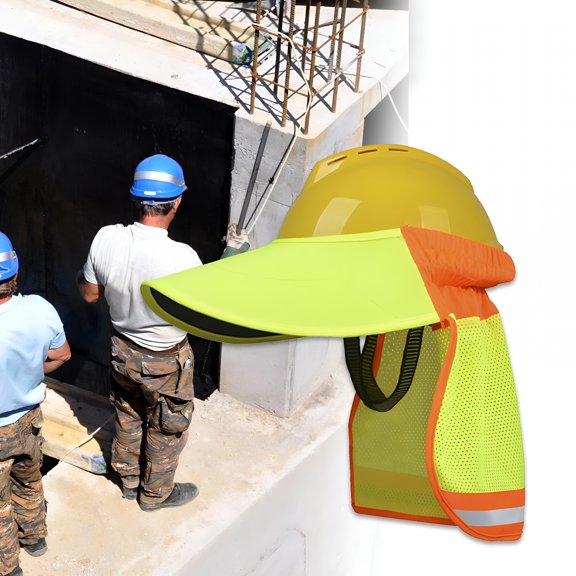 GJX Hard Hat Shade Mesh Hat Neck Sun Protection for Outdoor Hard Hat Accessories Polyester Wide Brim Hardhat Visor Hard Hat Visor Yellow