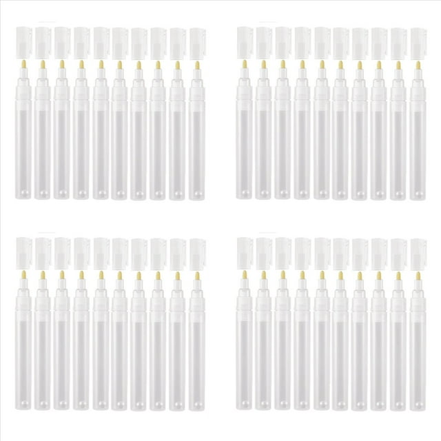 Paquete de 40 Marcadores de Bolígrafos de Retoque Pintura Rellenables Vacíos 3 mm, Rotuladores Pintura Redondos con Cabeza Inclinada para Manualidades de Pintura Artística