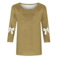 thumbnail image 5 of Elvqul Tops for Women Funny 3/4 Sleeve T Shirts Christmas Plus Size Oversized Crewneck Beige Womens Blouses Pullover, 5 of 5