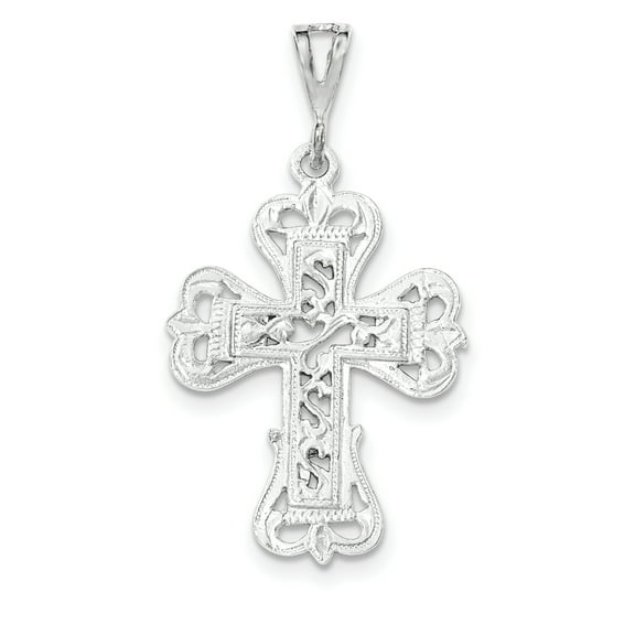 Sterling Silver Polished S Design Cross Pendant