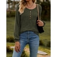 thumbnail image 2 of Button Up Blouses Tops for Women Elegant Lantern Long Sleeve T-Shirts Ribbed Knitted Tunic Tee Shermie, 2 of 6