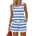 thumbnail image 3 of Stralyhd Two Piece Sets for Women Striped Sleeveless Tank Top Sets 2026 Summer Beach Vacation Casual Short Outfits Matching Lounge Set White 2XL, 3 of 5