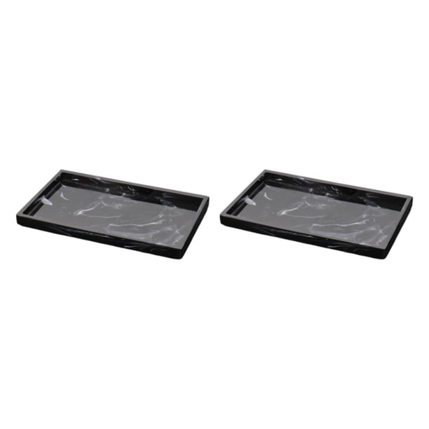 Advancent Bandeja de tocador para inodoro, bandeja de resina de lujo para bañera, para velas, planta de jabón, negro negro 2piezas