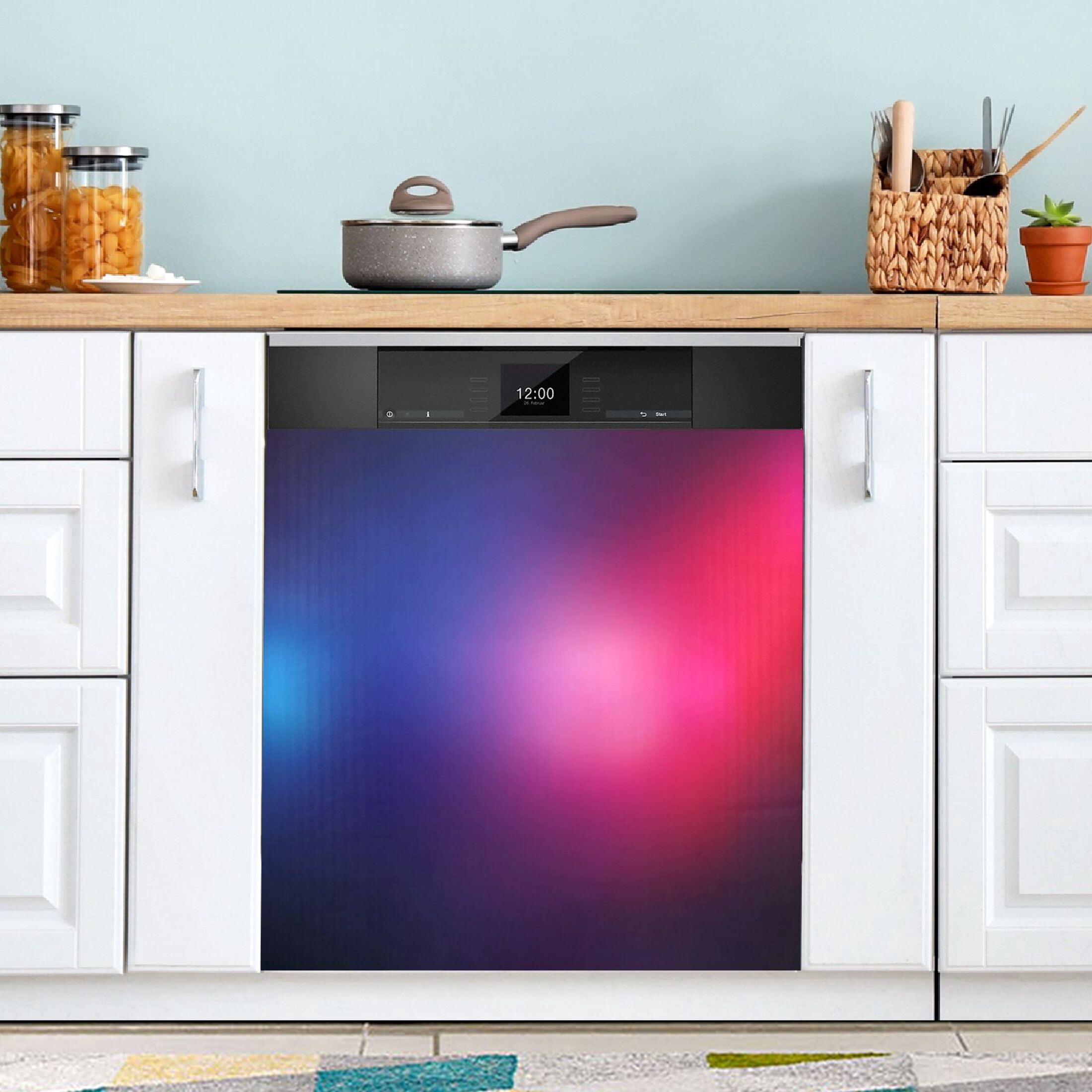 Dishwasher Magnetic Sticker 23x26 Inch Refrigerator Magnetic Sticker Washing Machine Magnetic Sticker Kitchen Panel Magnetic Sticker Home Decor Red Blue Light