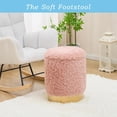 thumbnail image 2 of Mxfurhawa Storage Ottoman,Metal Base Vanity Stool Chair,Modern Round Footstool with Soft Padded Seat,Multipurpose Sofa Table or  Stand for Hallway,Living Room and Lounge (Pink-Long Wool), 2 of 7