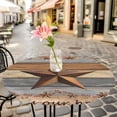 thumbnail image 6 of Western Texas Star Vintage Round Tablecloth for 45-54 Inch Tables,Fitted Table Cover with Elastic Edge,Retro Farmhouse Gray Brown Wooden Waterproof Outdoor Table Cloth Protector for Patio Dinner, 6 of 9