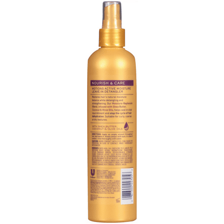 Motions Active Moisture Leave In Dentangler - For Wavy, Curly, Coily hair. Contains Coconut Oil, Shea Butter and Argan Oil, 12 Oz.