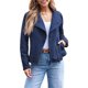 thumbnail image 2 of Chaquetas de Piel Sintética para Mujer, Estilo Ante, Ideales para Otoño e Invierno. Abrigo Corto Abierto por Delante. Azul XXL, 2 of 8