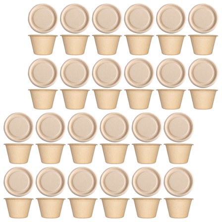 SEWCHICS Portable Khaki Paper Pulp Seasoning Cups with Lids for School Work 50Pcs