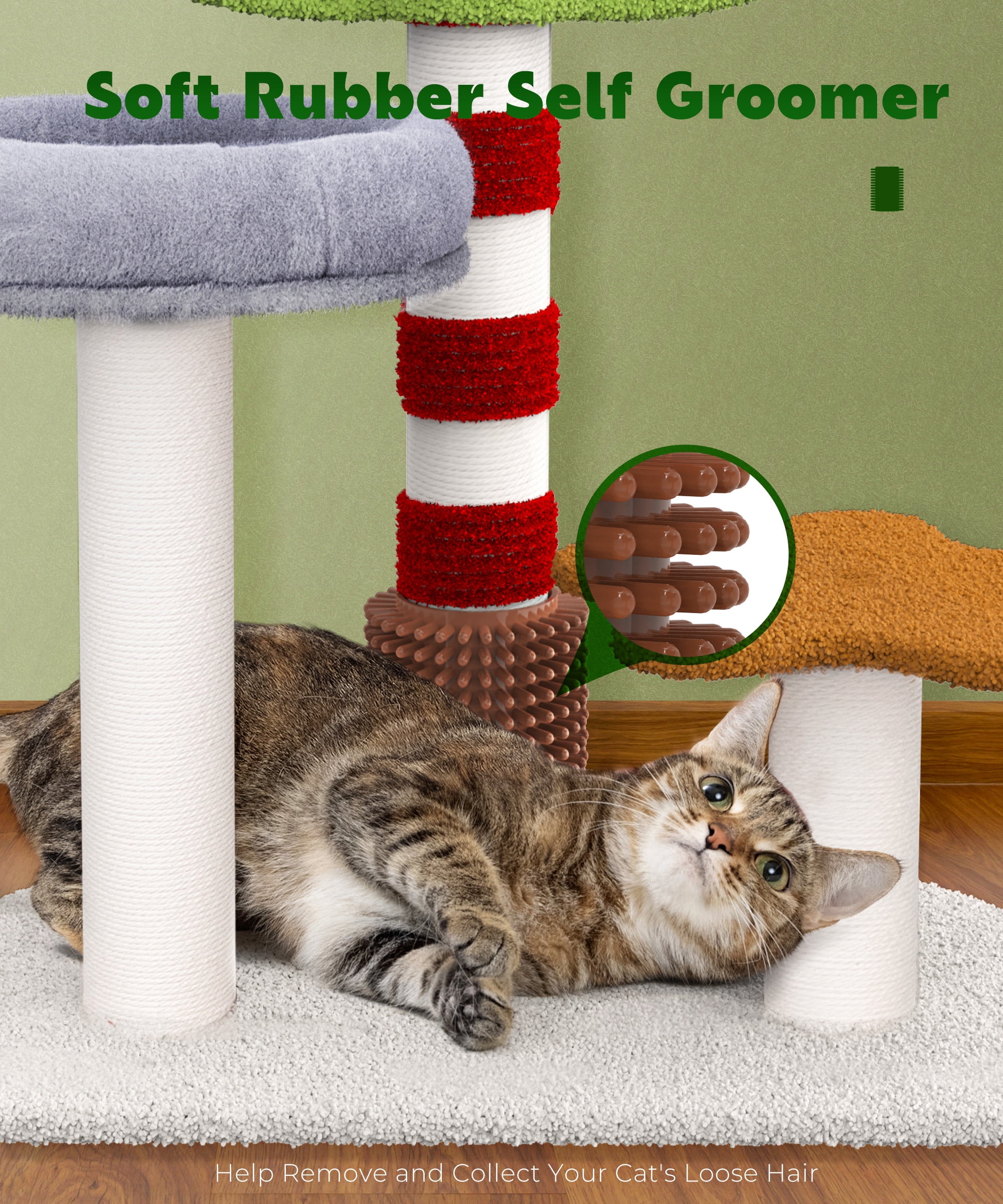 Cat Tree 35.4" Cute Christmas Tree Cat Scratching Post Tower with Perch for Indoor Kitten Kitty