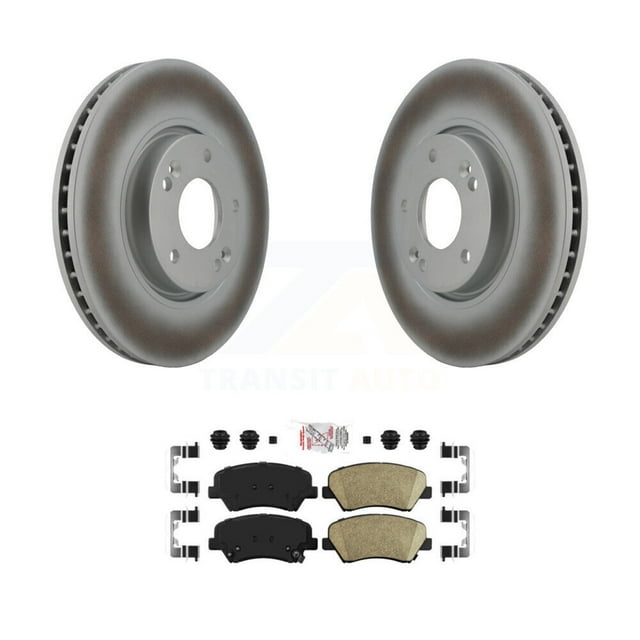 Transit Auto Front Coated Disc Brake Rotors and Ceramic Pads Kit for Car 2014 Kia Forte SX with 15" Factory Wheels KGA-100481