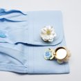 thumbnail image 3 of Button Cuff Pearly Luster Gardenia Flower Shape Easy Installation Button Cover Decorative Shirt Cufflink Cover Cuff Accessories, 3 of 8