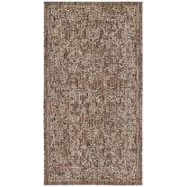 SAFAVIEH Courtyard Darin Botanical Indoor/Outdoor Area Rug, Brown/Ivory, 2'7" x 5'