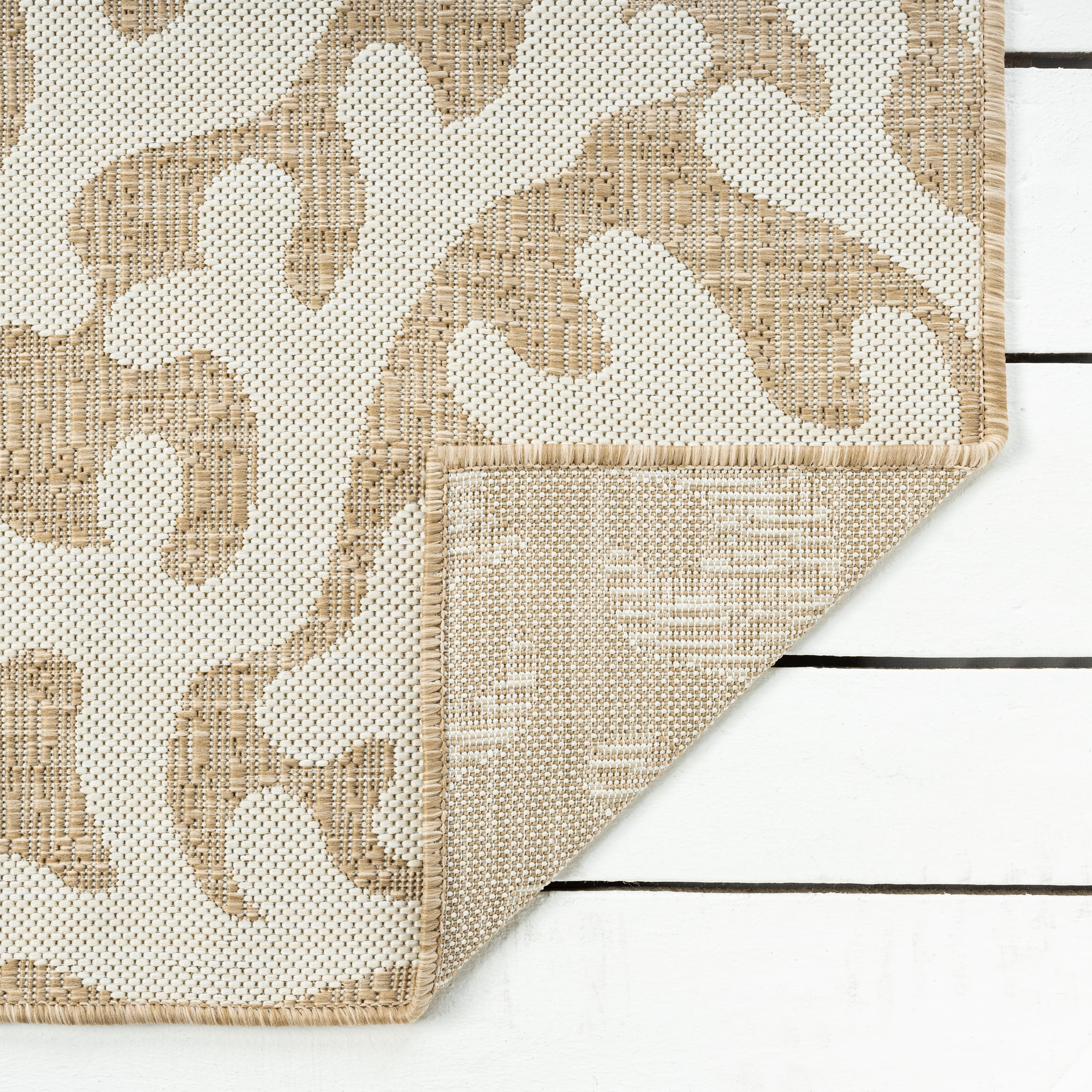 Ox Bay Dom Floral Nautical Performance Polypropylene Indoor Outdoor Area Rug, Beige, 5' x 7'