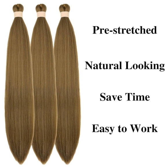 WEIF-Honey Brown Braiding Hair Pre stretched Box Braiding Hair Extensions Knotless Braids 3 Packs