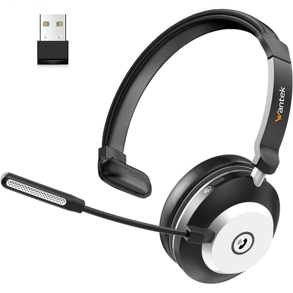 Trucker Bluetooth Headset with Microphone, with AI Noise Cancelling & Mute Button, Wireless On-Ear Headphones 60 Hrs Working Time, for Trucker Home Office Remote Work Zoom