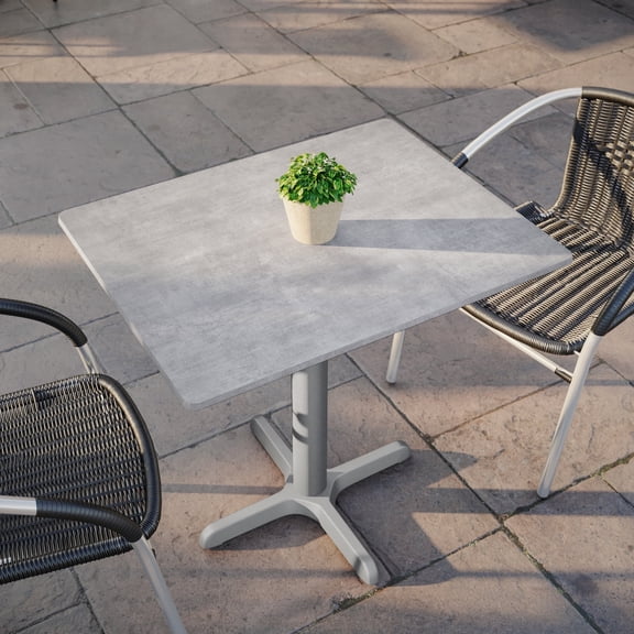 Flash Furniture 24" x 30" Gray Faux Concrete Indoor Outdoor TopGuard HPL Wrapped Tabletop, Seamless Edge, Scratch & Stain Resistant, Commercial Grade