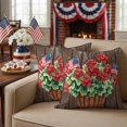 thumbnail image 3 of 2 Pack Outdoor Waterproof Throw Pillows,Vintage Watercolor Patriotic Flowers Decorative Square Pillow Case Patio Pillows for Chair Couch Sofa 16x16in, 3 of 9