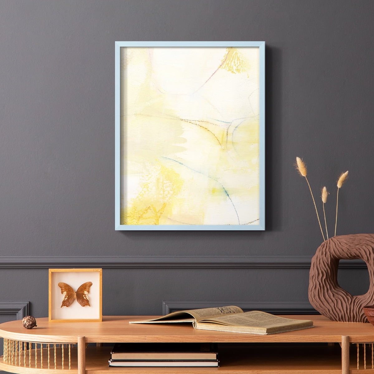 Barxan III Framed Print in Blue Solid Wood Framed Print No Nail Hanging