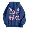 thumbnail image 6 of TrendOFT Cute Bow Graphic Hoodies for Women Oversized Pretty Sweatshirt for Teen Girls Y2K Long Sleeve Hooded Pullover Tops Navy M, 6 of 6