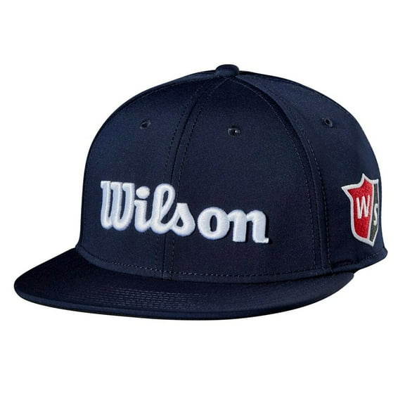 NEW Wilson Golf Tour Flat Brim Adjustable Hat Cap - Navy / White