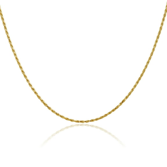 14K Solid Yellow Gold 1.5mm Rope Chain Twisted Link Necklace