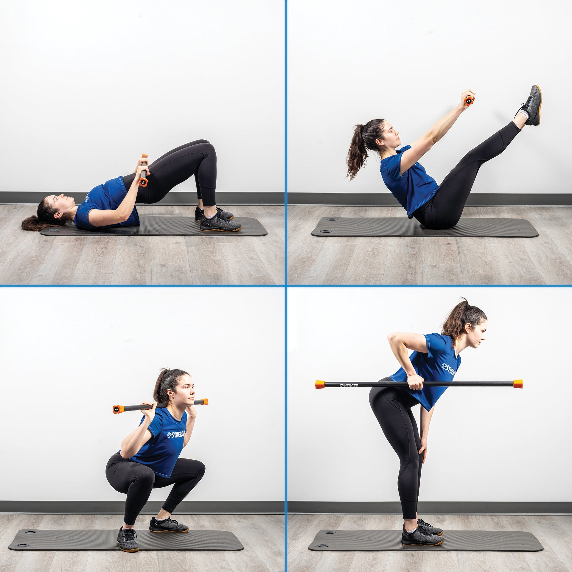 Synergee Workout Bar - 8lb - Padded Weighted Bars – Body Bar Toning Exercises, Strength & Condition