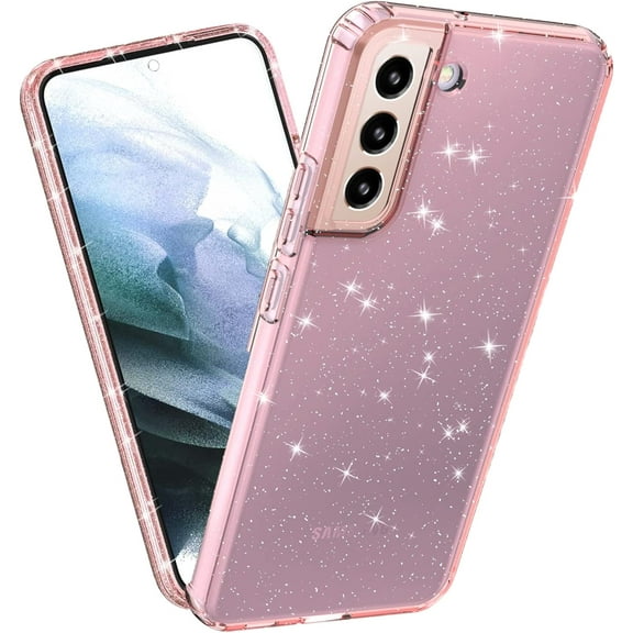Compatible Samsung Galaxy S22 Case Pink Clear for Women,Sparkly Shockproof Bumper Bling Soft TPU Cover Protector Cover Case for Galaxy S22 Case Samsung S22 Phone Case Case S22 Clear Girls Ladies