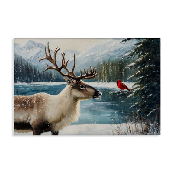 Christmas Conversation In Wild Canvas Wall Art, design by Petal Prints Design