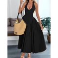 thumbnail image 5 of Women'S Casual Midi Dress V Neck Sundress Elegant Flowy A Line Beach Long Dress, 5 of 8