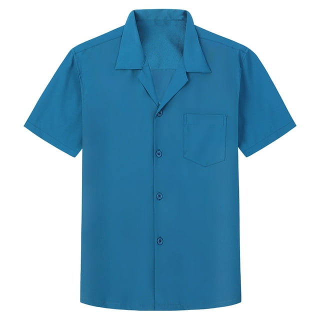 hoksml Chemises Boutonnées pour Hommes Mode Confortable Col Uni Manches Courtes Hauts Col Rabattu Chandail Régulier Blouse Décontractée 2025 Liquidation