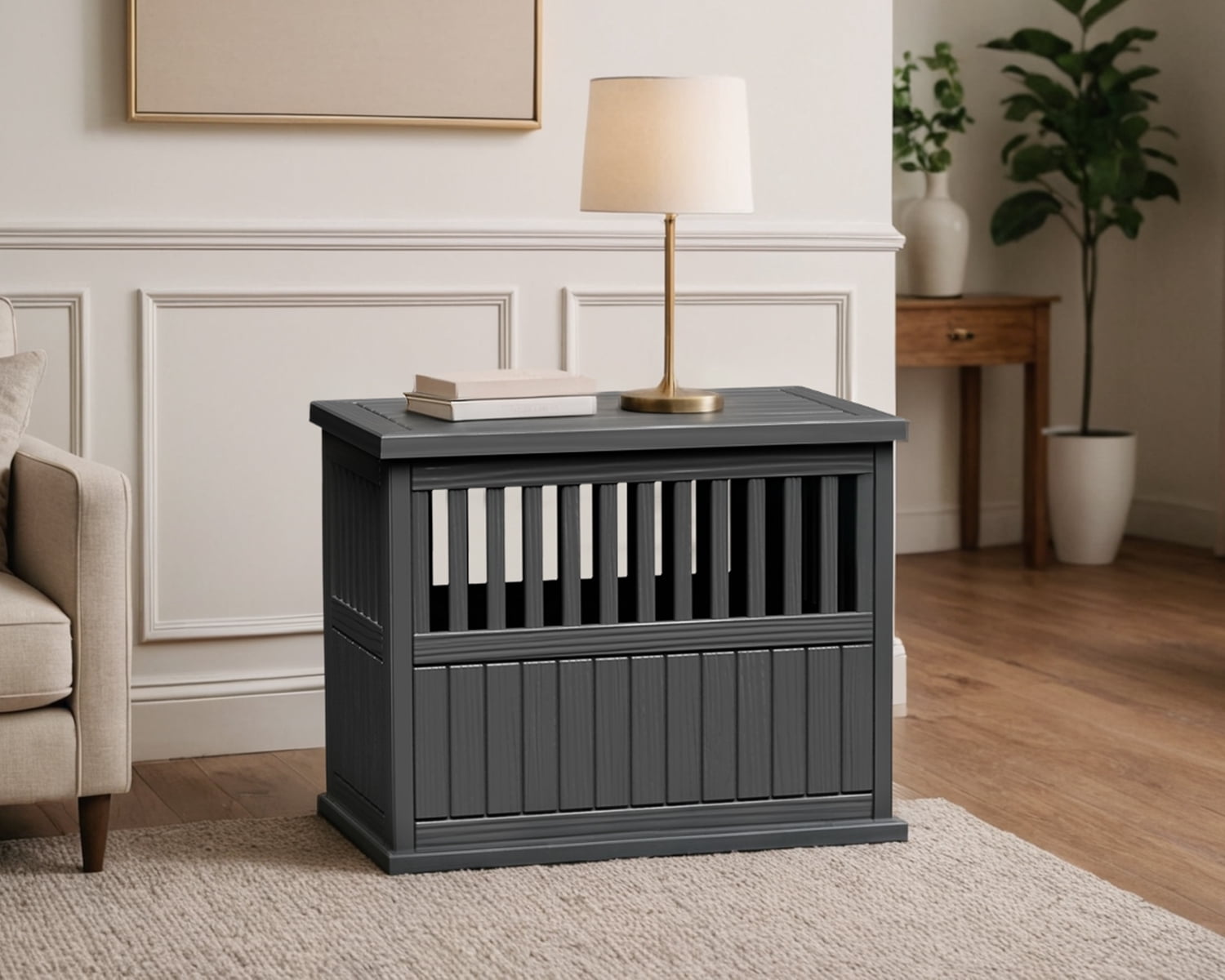Joxxoaa Durable Dog Crate Furniture with Lockable Door,Dog House Indoor for Small Medium Large Dogs (Black, Large)