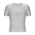 thumbnail image 4 of Women's Casual Basic Going Out Crop Tops Slim Fit Short Sleeve Crew Neck Tight T Shirts Gray XL, 4 of 6