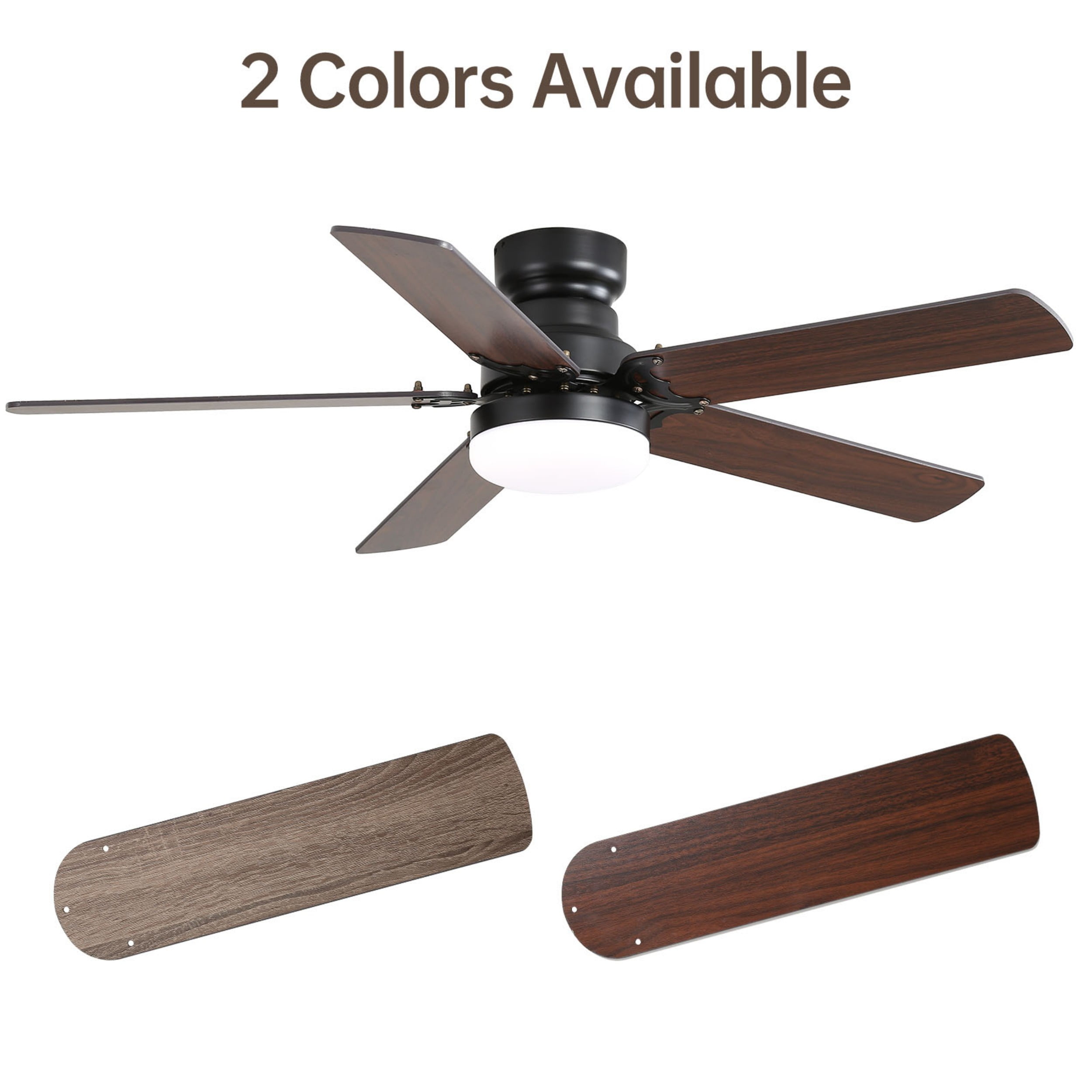 Sofucor 42 Inch Modern Ceiling Fan With LED Light 5 Blades Remote Control Reversible DC Motor Black For Bedroom