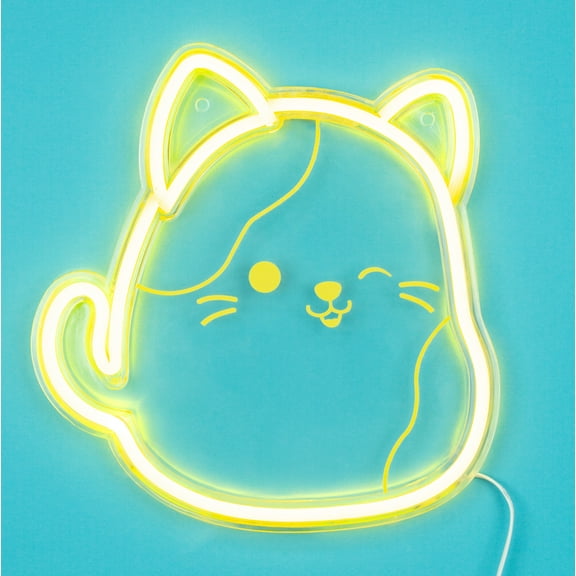 Fizz Creations Squishmallows Cam the Cat Neon Wall Light | Officially Licensed | USB Powered | Vibrant Yellow Light | Wall Mount Options