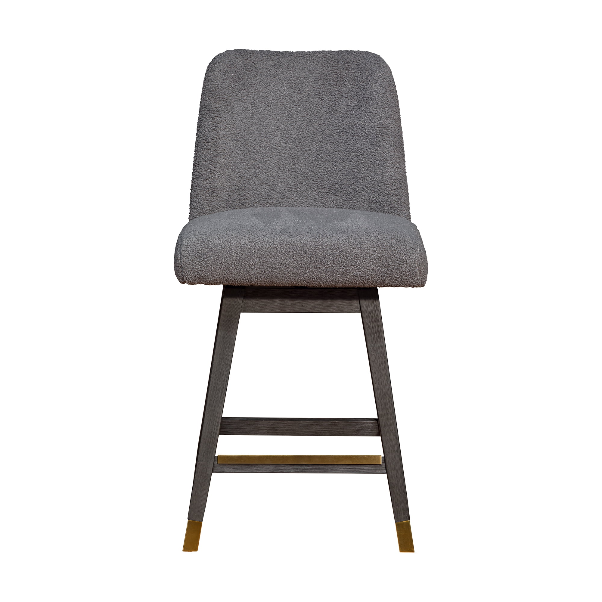 Amelia Swivel Counter Stool in Gray Oak Wood Finish with Gray Boucle Fabric - Set of 3