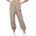 thumbnail image 7 of Annhoo Linen Pants for Women Plus Size Solid Color Lightweight Loose Trouser with pockets Spring Summer Clothes, 7 of 7