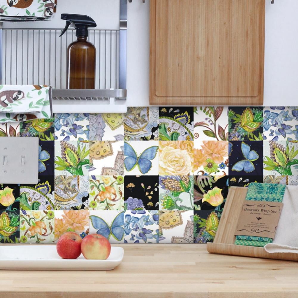 24 Sheets Glossy 3D Peel and Stick Tile Stickers Backsplash for Kitchen,Stick on Subway Mosaics Tile Paint Splashback Water Heat Resistant Bathroom Kitchen,5.9*5.9"